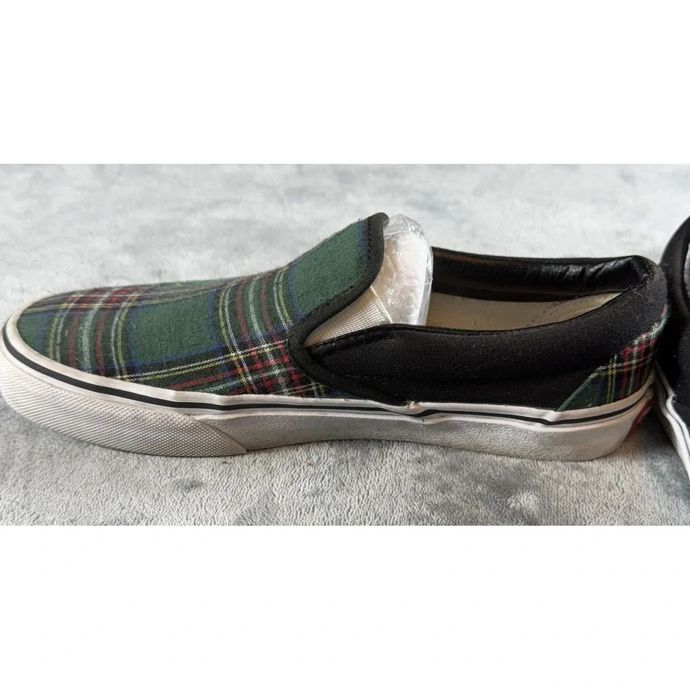 Vans Slip On Shoes Mens Size 6 Womens 7.5 Plaid Custom Classic Skate‎ Sneakers